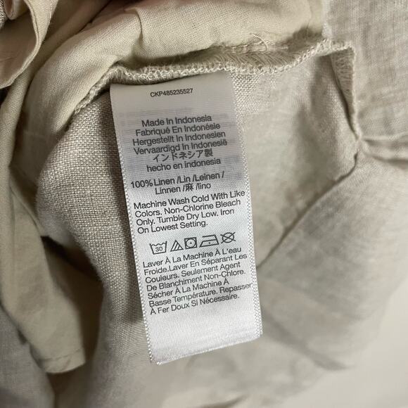 Madewell V Neck 100% Linen Short Sleeve Pockets Mini Dress US Women's XXS New - Picture 6 of 7